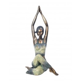 happyDko Statuette Femme XL : Yoga Mains levées & jointes, H 40 cm