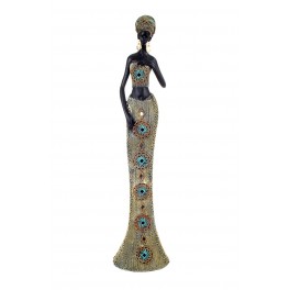SGRIMALT Statuette Grande Africaine Debout, Collection Kenya, H 62 cm