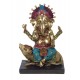 G&S Grande Statuette Doré Ganesh et Le Rat Mûshika, Bleu et Violet, H 28 cm