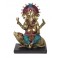 G&S Grande Statuette Doré Ganesh et Le Rat Mûshika, Bleu et Violet, H 28 cm