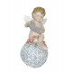 happyDko Statuette Ange Musicien sur Boule, Mod Tambour, H 20 cm