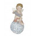 happyDko Statuette Ange Musicien sur Boule, Mod Tambour, H 20 cm