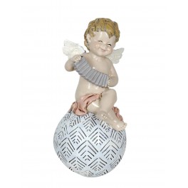 happyDko Statuette Ange Musicien sur Boule, Mod Tambour, H 20 cm