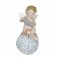 happyDko Statuette Ange Musicien sur Boule, Mod Tambour, H 20 cm