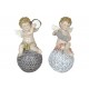 happyDko Statuette Ange Musicien sur Boule, Mod Tambour, H 20 cm