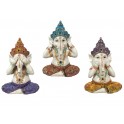 G&S Statuettes Ethniques : Set 3 Ganesh de la Sagesse, Mod Assis, H 21 cm