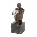 SIGNES GRIMALT Statuette Résine contemporaine : Homme Noir Nu sur Socle, Noir et Doré, Hauteur 24 cm
