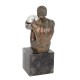 SIGNES GRIMALT Statuette Résine contemporaine : Homme Noir Nu sur Socle, Noir et Doré, Hauteur 24 cm