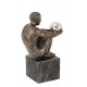 SIGNES GRIMALT Statuette Résine contemporaine : Homme Noir Nu sur Socle, Noir et Doré, Hauteur 24 cm
