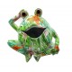 SGRIMALT Statuette Résine Feuillage Vert : Grenouille et Veilleuse LED, Collection Botanik, L 15,5 cm