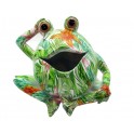 SGRIMALT Statuette Résine Feuillage Vert : Grenouille et Veilleuse LED, Collection Botanik, L 15,5 cm