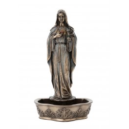 SIGNES GRIMALT Statuette Statue Coeur Immaculé de Marie, Aspect Bronze, Collection Antic Line, H 23 cm
