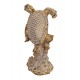 ORIGEN Statuette Résine : Tortue Marine dorée sur coraux, Effet Ecailles et Perles argentées, H 23 cm