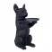 ORIGEN Statuette Bouledogue Français et Plateau Oval, Finition Noire, H 50 cm