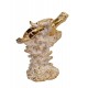 ORIGEN Statuette Résine : Tortue Marine dorée sur coraux, Effet Ecailles et Perles argentées, H 23 cm