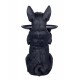 ORIGEN Statuette Bouledogue Français et Plateau Oval, Finition Noire, H 50 cm