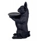 ORIGEN Statuette Bouledogue Français et Plateau Oval, Finition Noire, H 50 cm