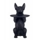 ORIGEN Statuette Bouledogue Français et Plateau Oval, Finition Noire, H 50 cm