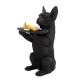 ORIGEN Statuette Bouledogue Français et Plateau Oval, Finition Noire, H 50 cm