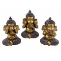 SIGNES GRIMALT Statue Dieu éléphant : Set 3 Ganesh, Collection KANCHANA, Hauteur 17 cm
