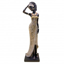 SIGNES GRIMALT Statue Africaine, Aspect Fibres tressées, résine, Visage angélique et Collection DAKA, Hauteur 42 cm