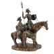 SIGNES GRIMALT Statue Don Quichotte et Sancho Panza Deux Chevaux, Finition Antic Line colorée, Hauteur 23 cm