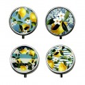 Pilulier rond 5cm en métal à 3 compartiments Set de 4 Décoration Citrons Provence