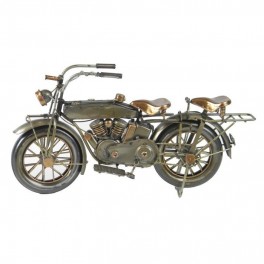 Moto statue Miniature Vintage Décorative en Métal, Style Industriel, 32 cm, Gris Kaki et Cuivré