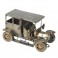 Voiture Miniature Rétro Belle Époque en Métal, Gris Kaki et Doré, Style Tacot Vintage Décoration de Collection 20x11x10cm