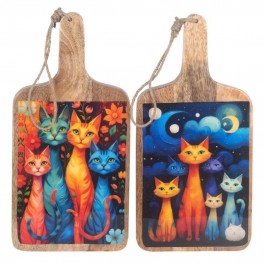 Planche de Service ou à découper Set de 2 en Bois de longueur 36cm Décoration Chat Art de la table