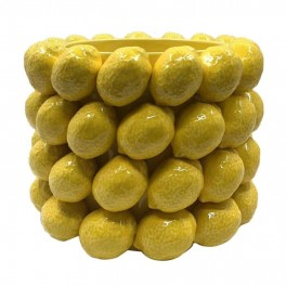 Signes Grimalt - Petit pot de citron en céramique jaune pour décoration intérieure et extérieure, idéal pour les plantes et les