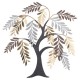 Décoration Murale Arbre en Métal Design Élégant Feuillage Doré et Argent, 70x66 cm, Art Mural d'Intérieur