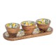 Plat de Service - Provence - Bois - 38cm - 3 Bols - Décoration Citron
