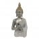 Statue - BOUDDHA - Buste - Gris Argenté et Doré - 35cm - Résine
