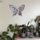 Décoration murale papillon orange et bleu en métal 30 cm