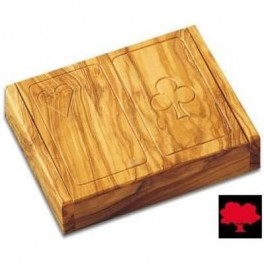 Boite a cartes (2 jeux), 2 compartiments, en bois