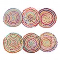 PETIT TAPIS lot de 6 rond coloré en jute décoration originale SUD 35cm