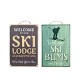ENSEIGNES bois SKI vintage LOT de 2 panneaux rétro SKI LODGE welcome 30x20cm