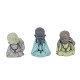 MOINES BOUDDHISTES de la sagesse LOT neuf x3 couleurs rien vu, entendu, dit en résine de 11cm