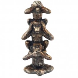 Statuette - Rien dit, Rien vue, Rien entendu - Marron - 20 cm - Résine - Objets décoratifs