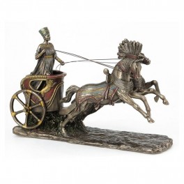 Signes Grimalt - ORIGIN Home Decor Néfertiti dans Chariot Reine Bronze Vert Déesse Figure 19x30x9cm