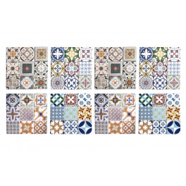 Set 8 sous-bocks Rétro, Motifs Carreaux de Ciment 4, H 11 cm