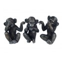 Set 3 Singes de la sagesse, Finition Antic Line, H 17 cm
