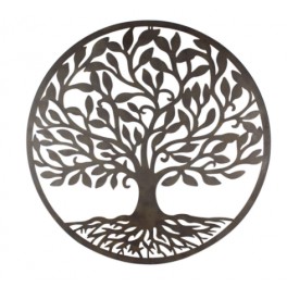 Décoration murale métal : Arbre de vie anthracite en métal, H 82 cm