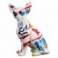 Statue Chien Chihuahua Design Pop'art rouge et bleu, hauteur 25 cm