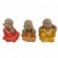 Set 3 moines de la sagesse colorés, rouge orange et jaune, Collection BABY ZEN, hauteur 10 cm