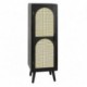 Meuble Colonne de rangement, 3 compartiments, Bois MDF et ambiance ethnique, noir, Hauteur 125 cm