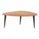 Console en bois massif d'acacia, plateau arrondi original et piètement fuseau, bois et métal, H 36 x L 85 x P 43 cm