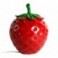 Fraise rouge design, lampe d'ambiance et Veilleuse en porcelaine, finition brillante satin, hauteur 27 cm