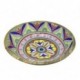 Grand Plat de service décoratif en Bois de Manguier, Thème Mandalas indiens colorés, diamètre 35 cm